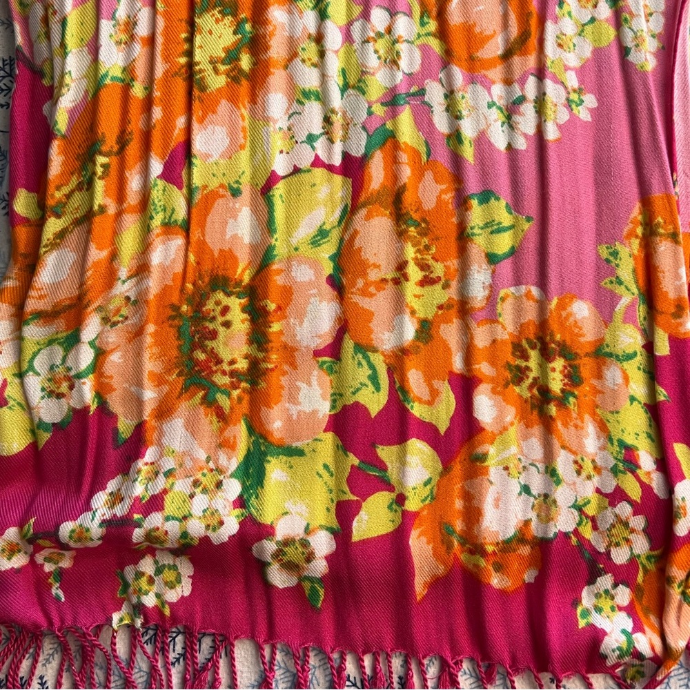 Pink Floral Scarf